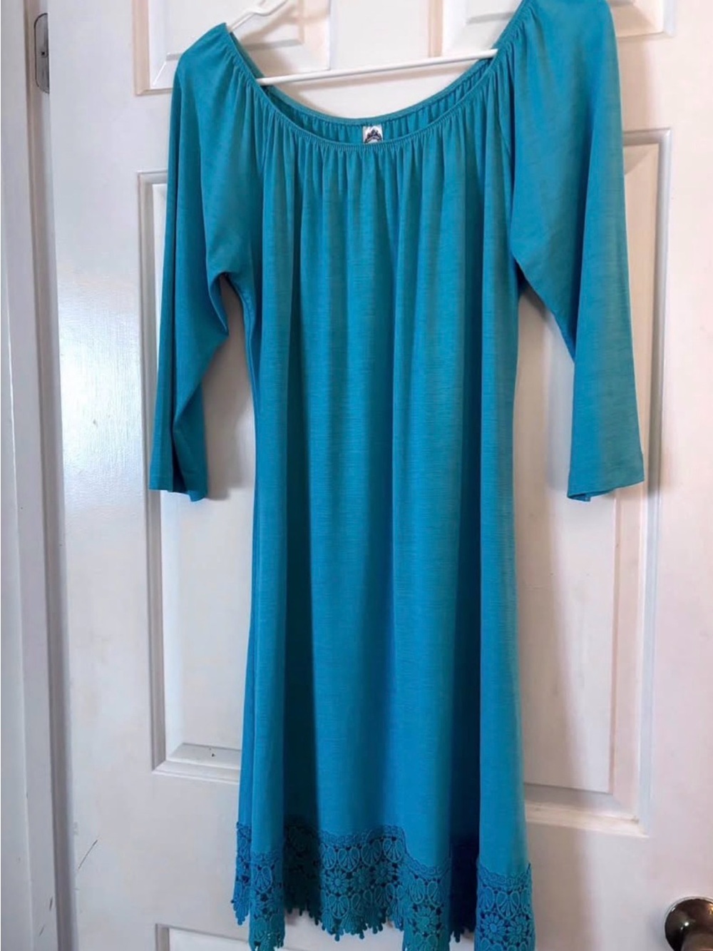 Turquoise Off-Shoulder Boho Dress